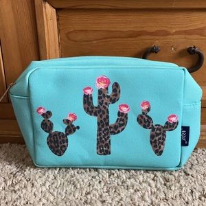 Mint leopard cactus cosmetic case